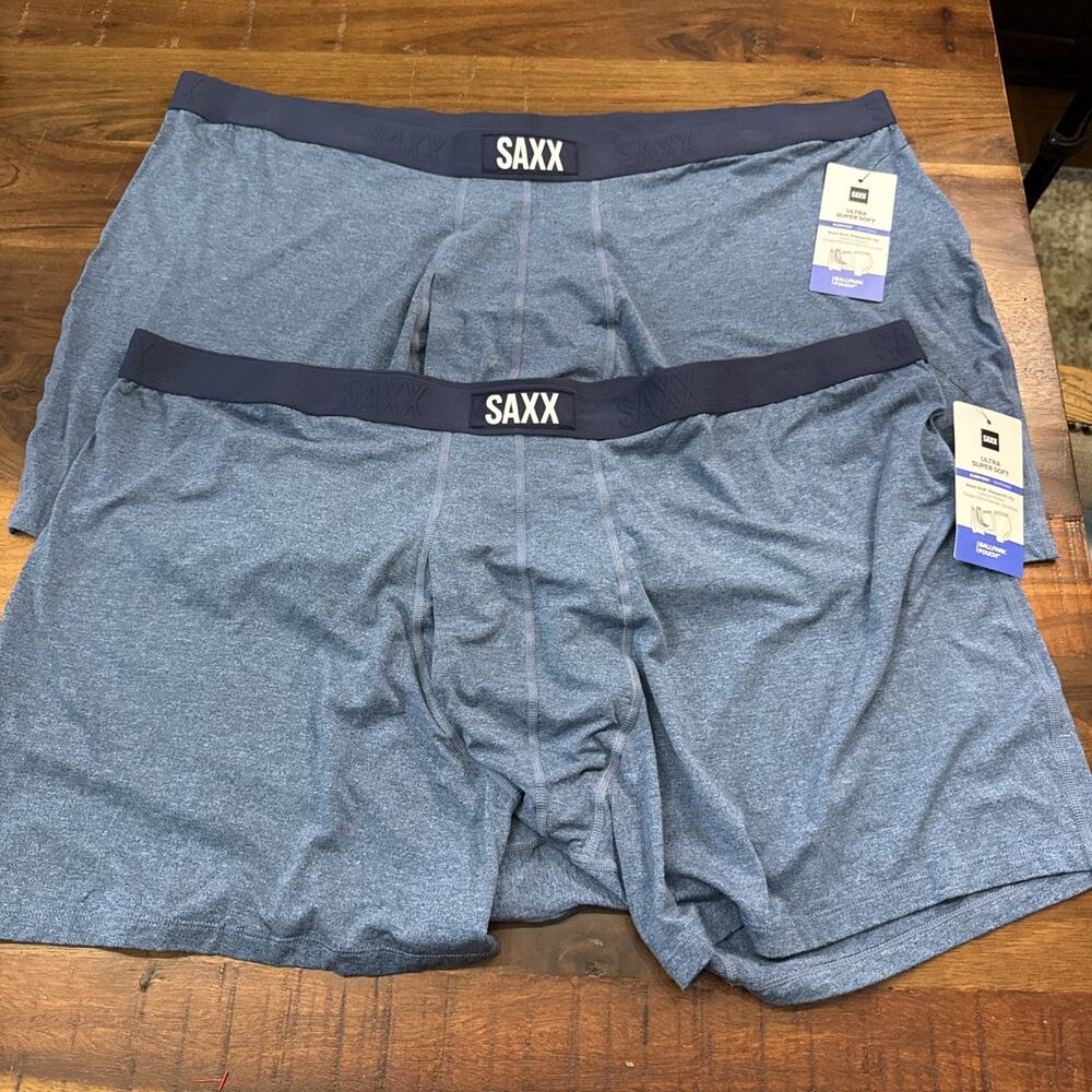 NWT Mens SAXX Ultra Super Soft Boxer Briefs Black 4XL Set of 2